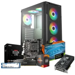 AMD Rayzen 5 5600 Msi B550M-A PRO Motherboard 500GB SSD 16GB Ram RTX 5060 EAGLE OC 8GB Xander Hulk MESH Case With 700W ARGB